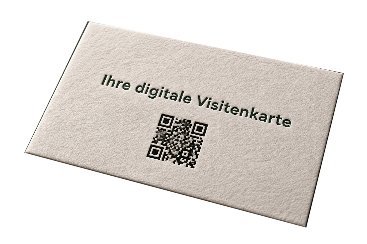 Geprägte Visitenkarte mit dem Text Ihre digitale Visitenkarte und einem QR-Code